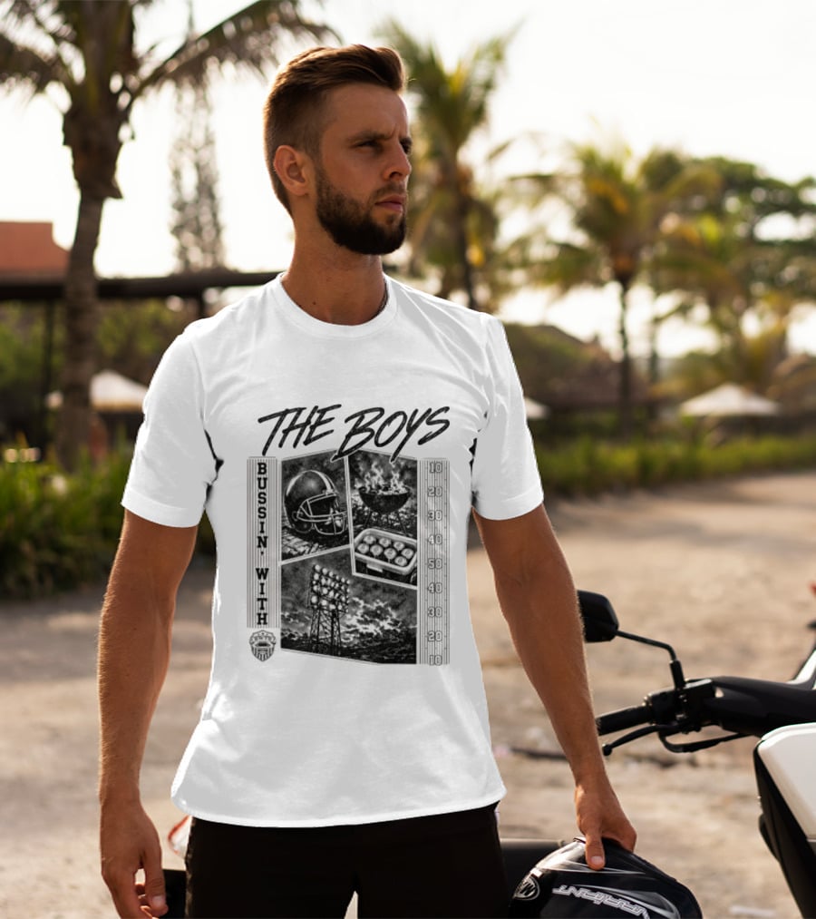 Bussin With The Boys Football Podcast Grilling And Game Day Vibes T-Shirt