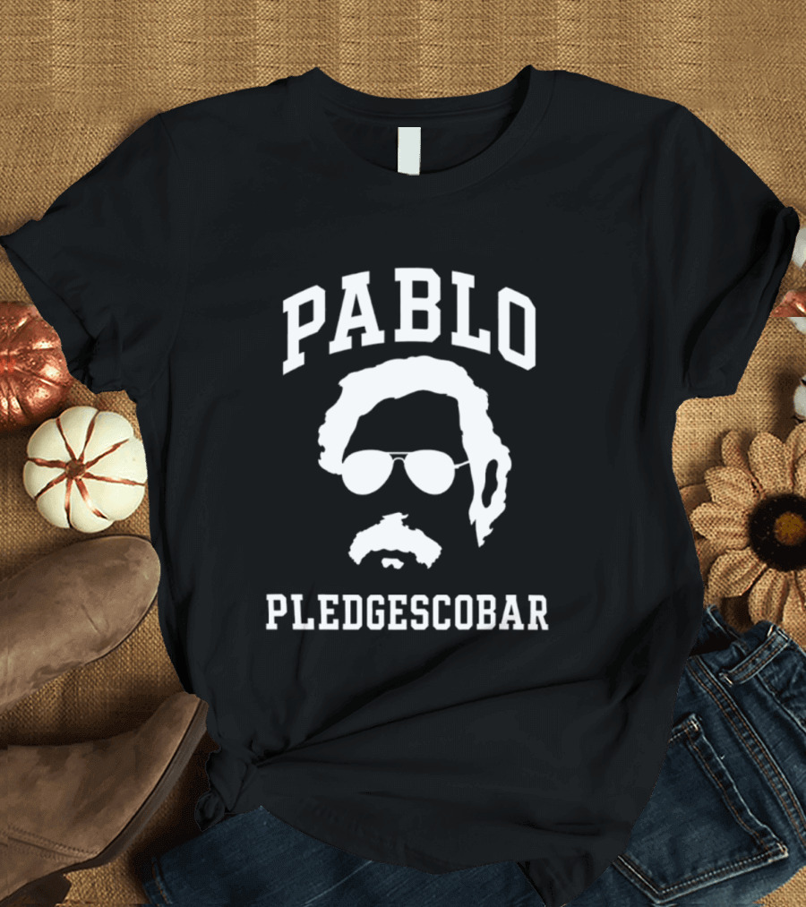 Pablo Pledgescobar Silhouette With Sunglasses And Mustache T-Shirt