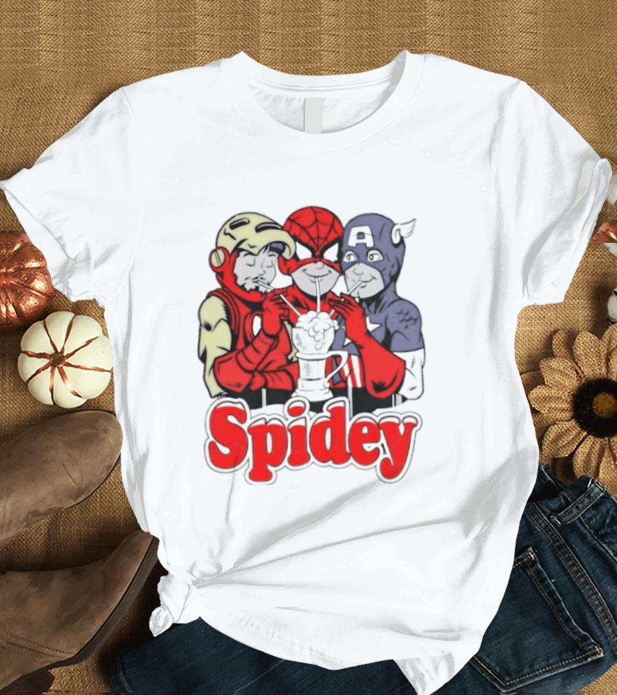 Spidey Iron Man Captain America Beer Meme T-Shirt