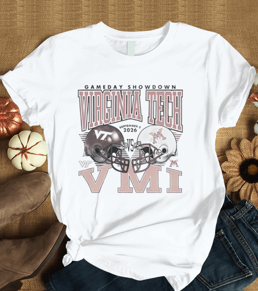 Virginia Tech Hokies Vs VMI 2026 Gameday Showdown Football Helmets T-Shirt