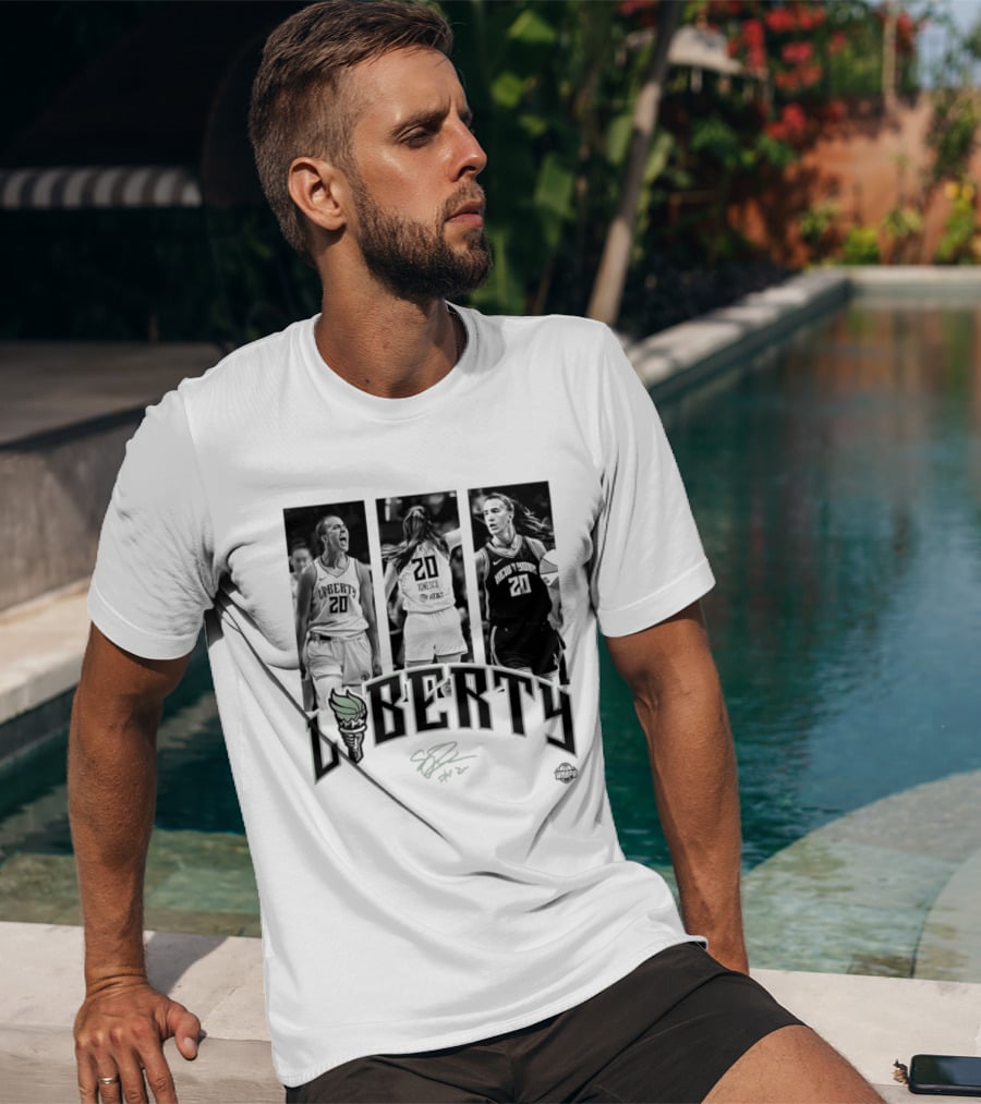 Sabrina Ionescu Liberty WNBA Player Collage Signature T-Shirt