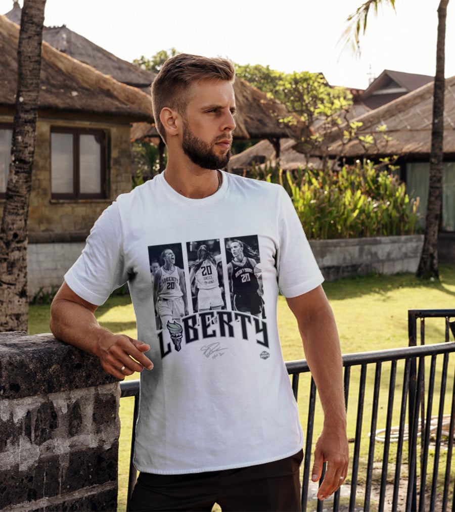 Sabrina Ionescu Liberty WNBA Player Collage Signature T-Shirt