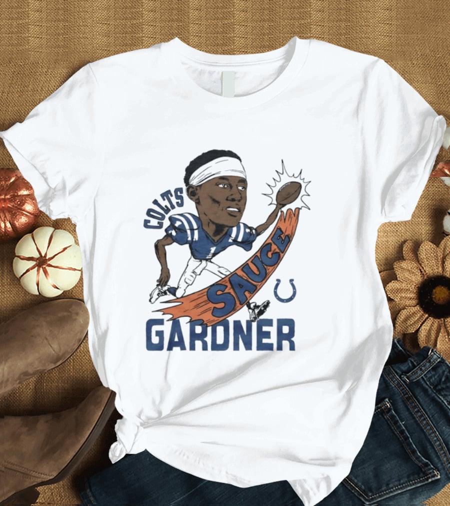 Colts Sauce Gardner Indianapolis Football Player Caricature T-Shirt