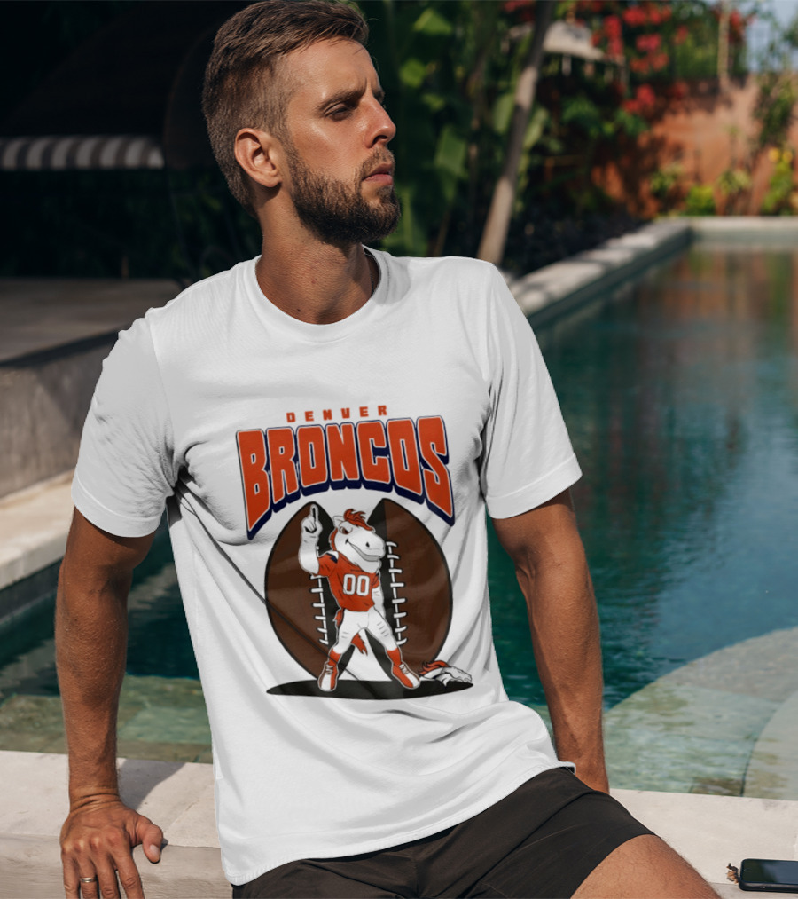 Denver Broncos 2026 Mascot Miles And Football T-Shirt