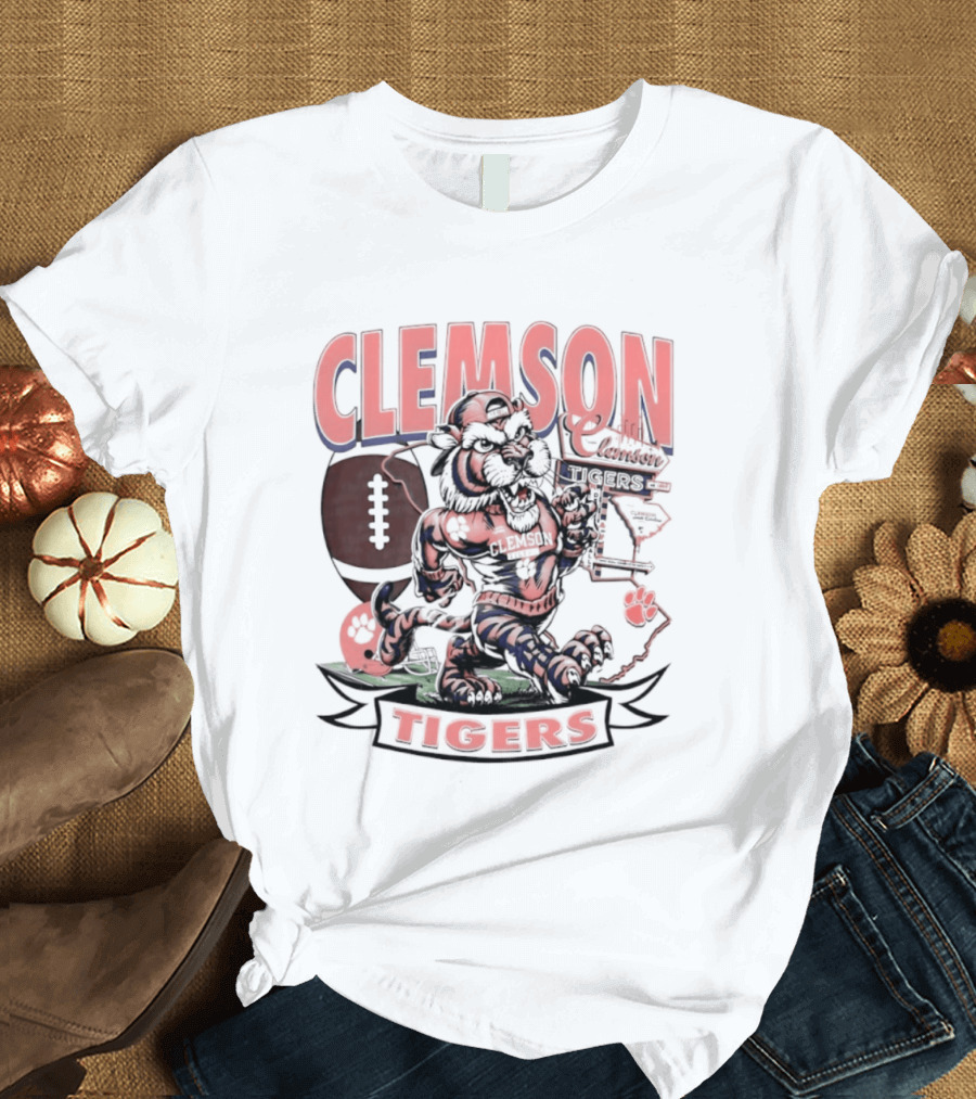 Clemson Tigers Football NCAA Cartoon T-Shirt