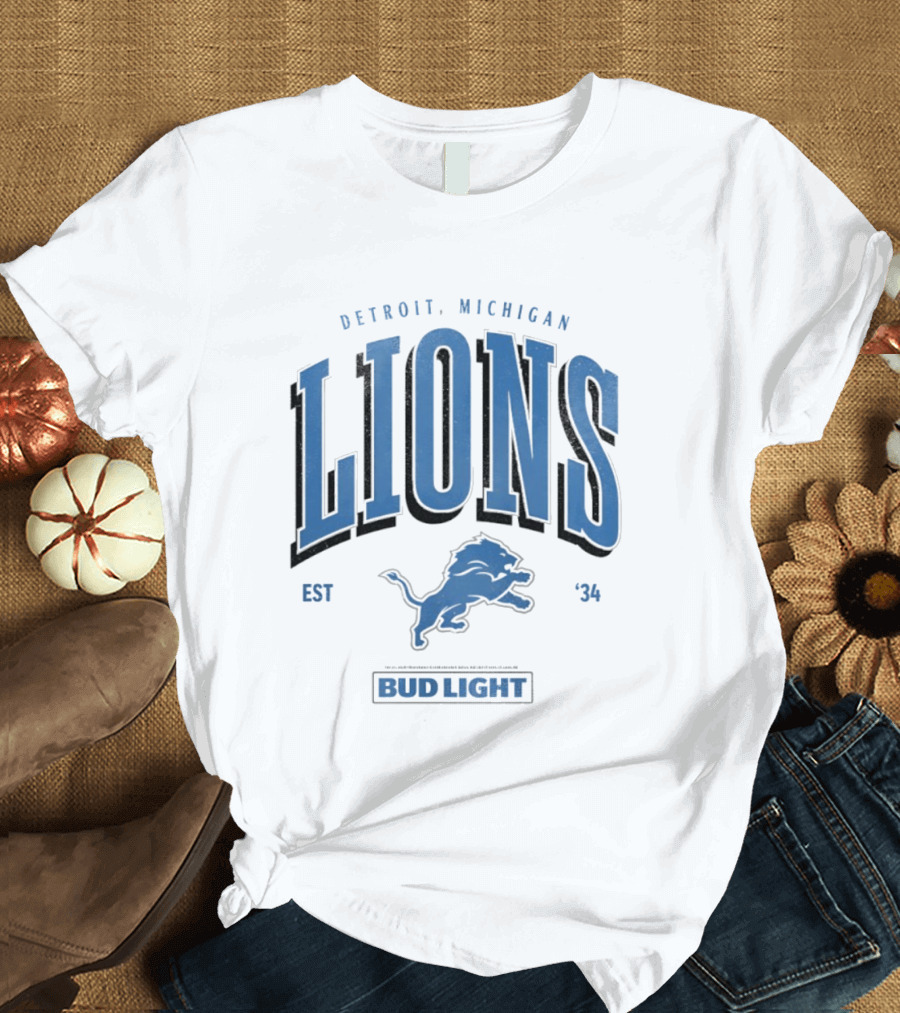 Detroit Michigan Lions Est '34 Bud Light T-Shirt