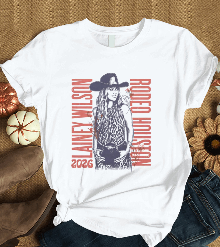 Lainey Wilson Rodeo Houston 2026 Country Music Western Style Cowboy Hat Floral T-Shirt