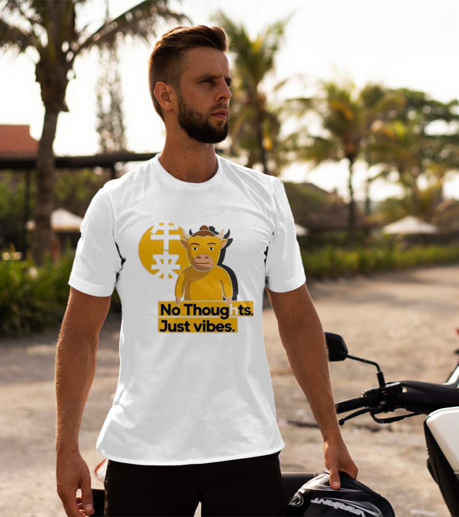 Niu Lai Ox No Thoughts Just Vibes Yellow T-Shirt