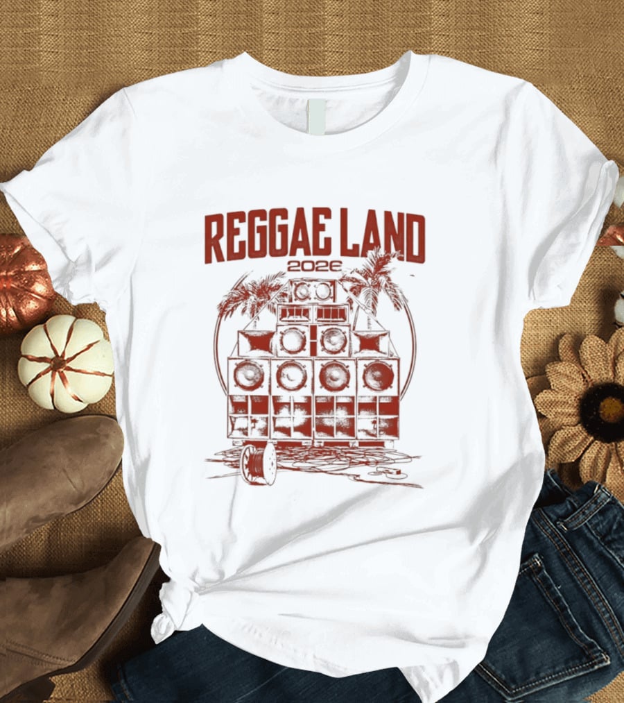 Reggae Land 2026 Soundsystem Palm Trees Stack T-Shirt