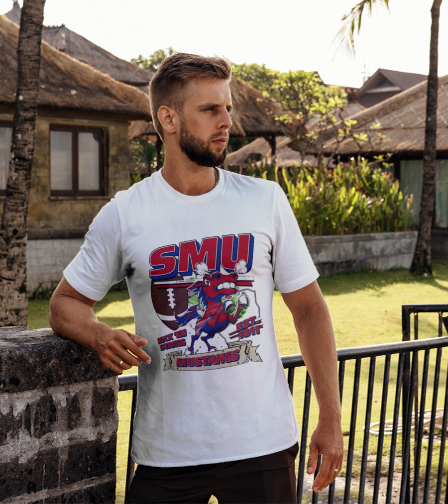 SMU Mustangs Kick 'Em Stangs Football 1911 T-Shirt