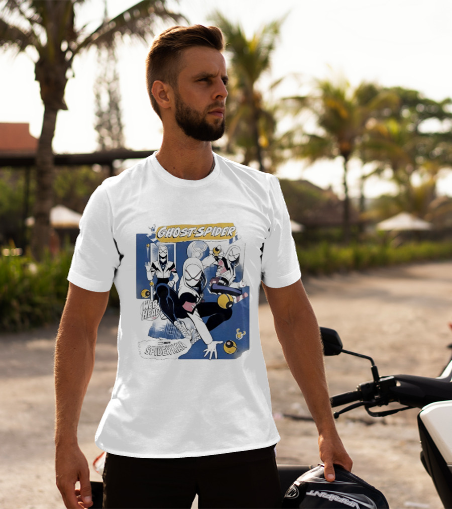 Ghost Spider Web Head Spider Man T-Shirt