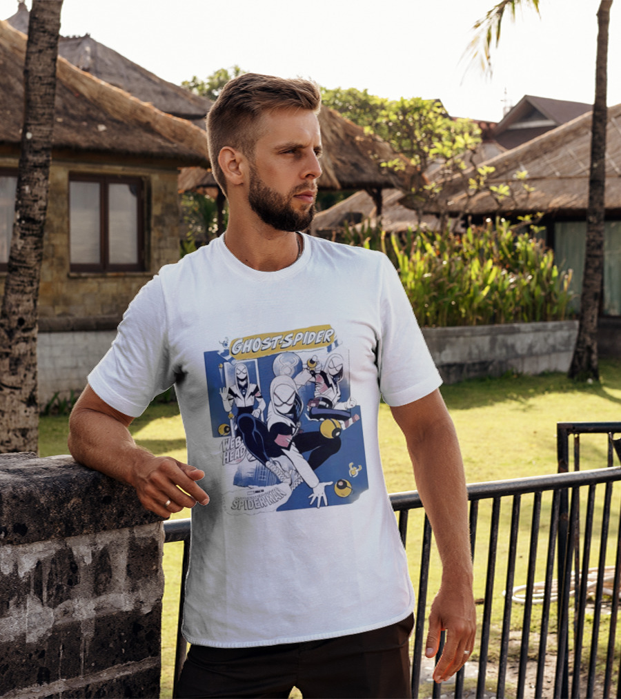 Ghost Spider Web Head Spider Man T-Shirt