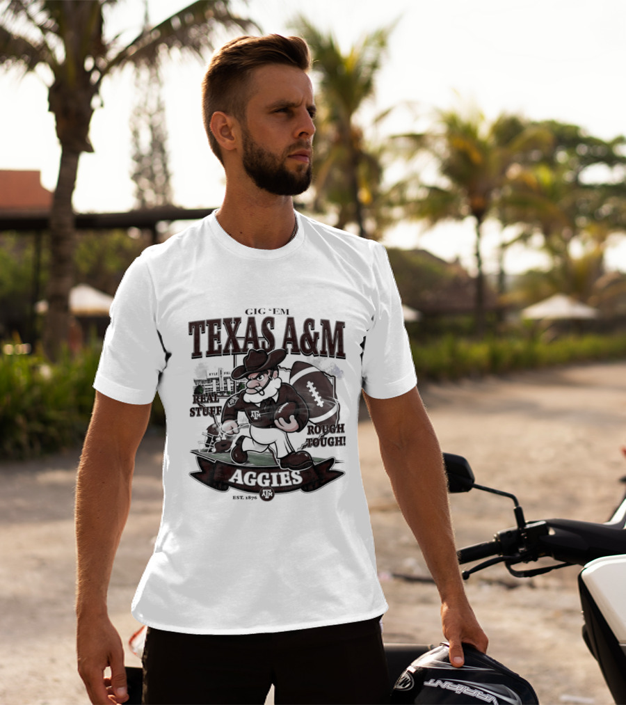 Texas A&M Aggies Gig 'Em Real Stuff Rough Tough T-Shirt