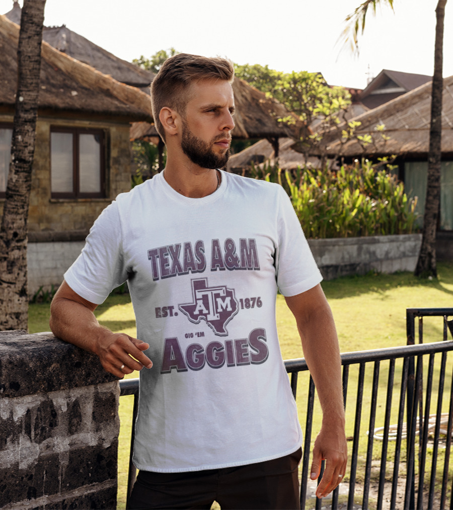 Texas A&M Est 1876 Gig 'Em Aggies A&M Logo State T-Shirt