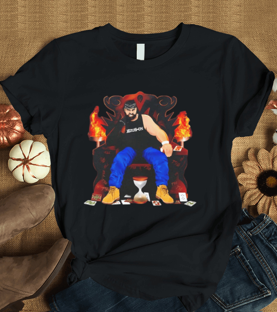 Eddie Kingston Throne Kizus On Playing Cards Flames Hourglass T-Shirt