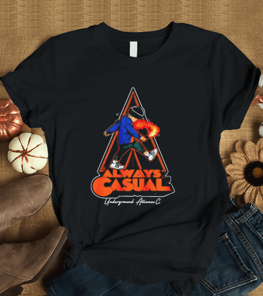 Always Casual Underground Alliance C Youth Flare Fire Backpack Street T-Shirt