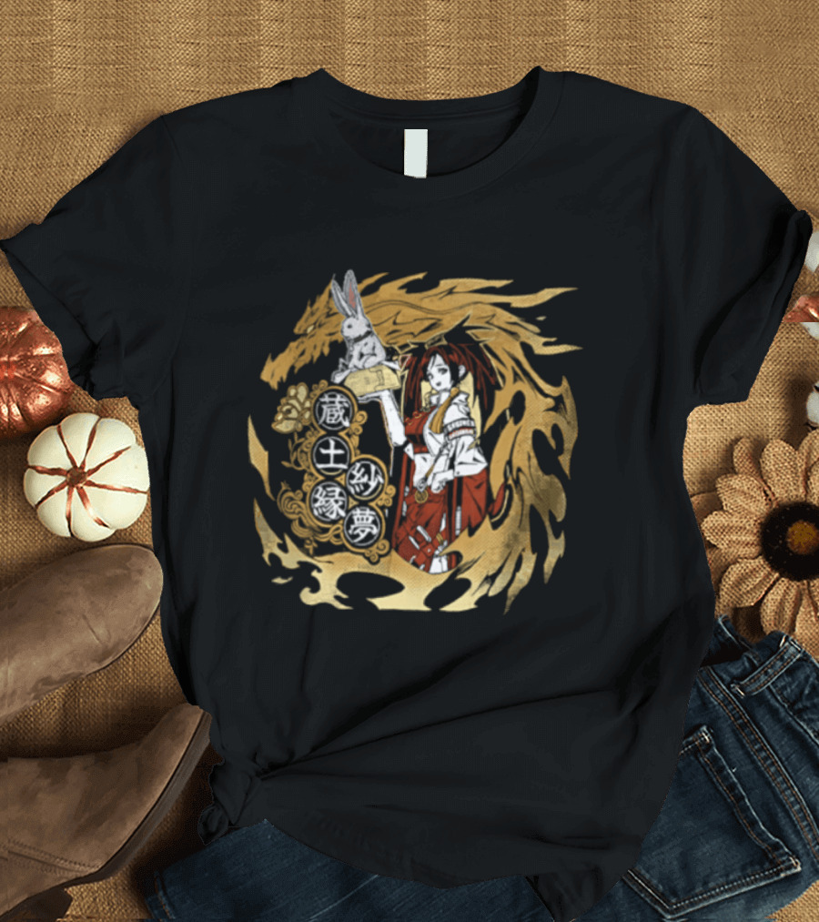 Guilty Gear Inspired Japanese Oni Mask And Flag Iconography T-Shirt