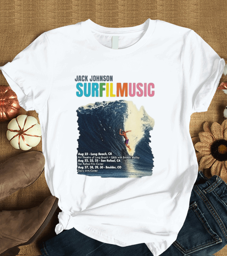 Jack Johnson Surf Film Music Long Beach Art Theatre Aug 23 2026 T-Shirt
