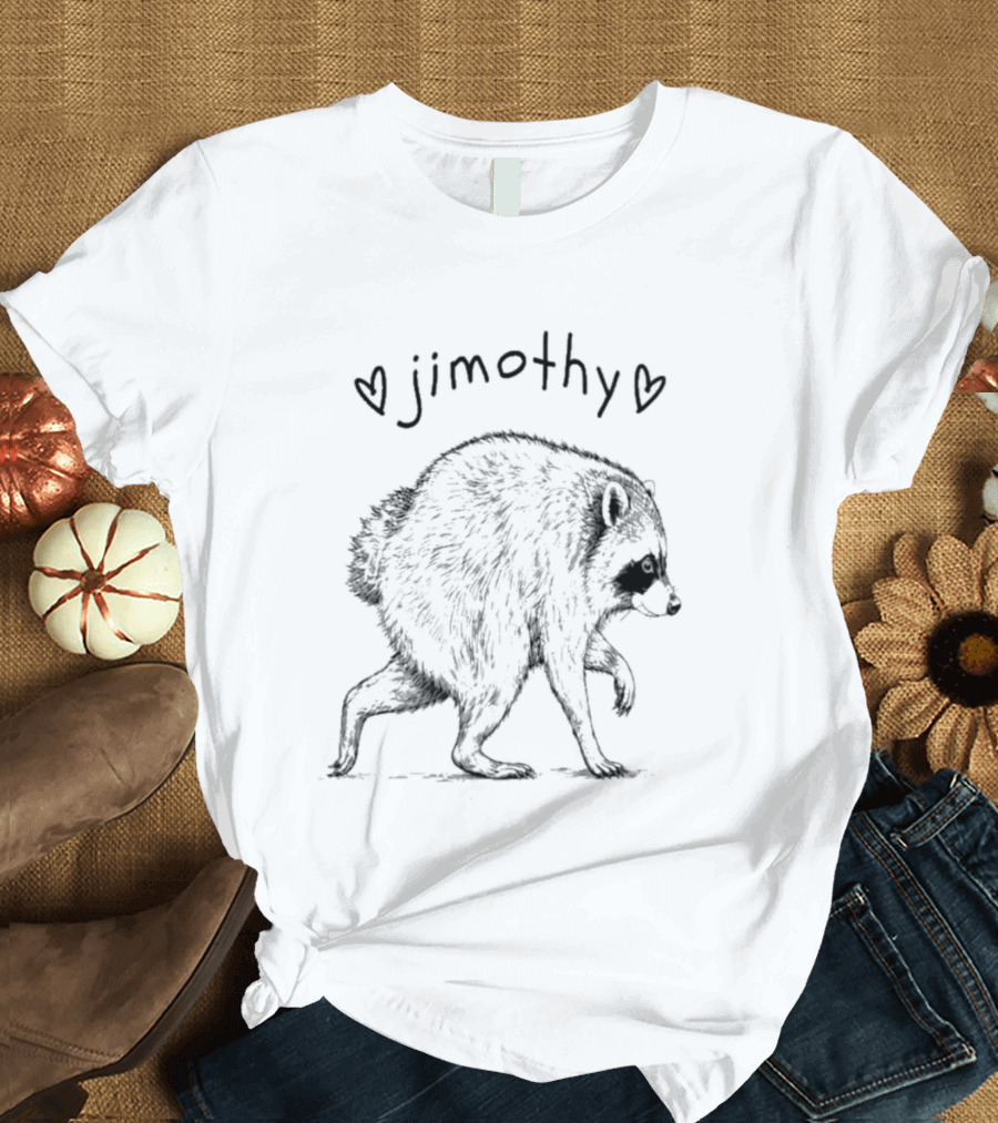 Jimothy Raccoon With Hearts Woodland Animal T-Shirt