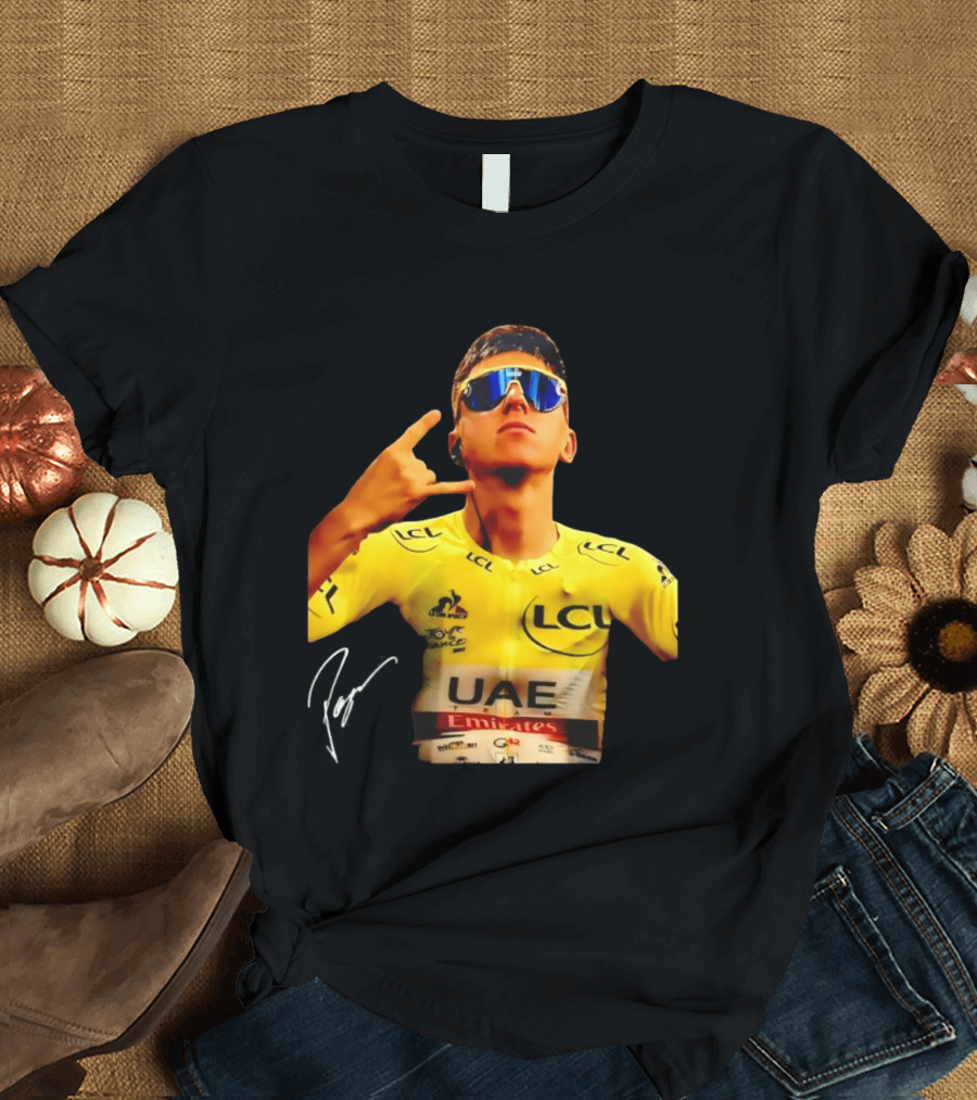 Tadej Pogacar UAE Emirates Cycling Team Slovenia LCL Yellow Jersey T-Shirt