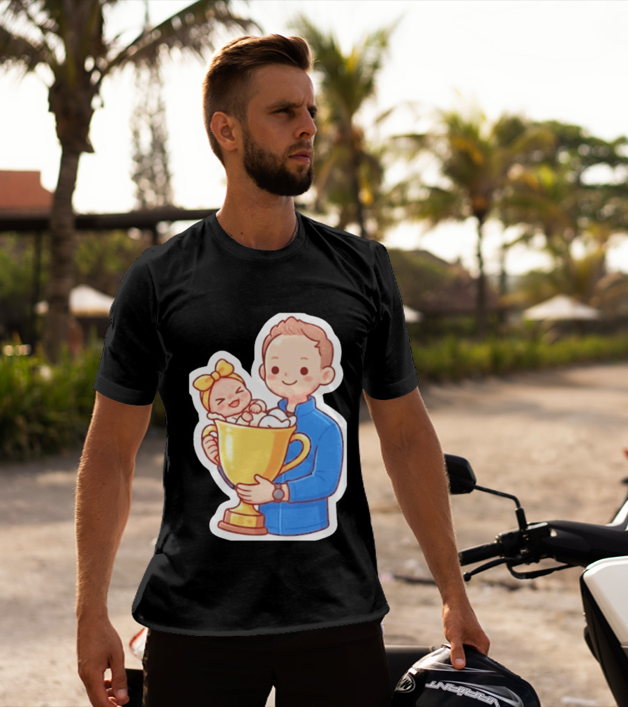 My Greatest Trophy Dad Holding Baby In Golden Cup T-Shirt