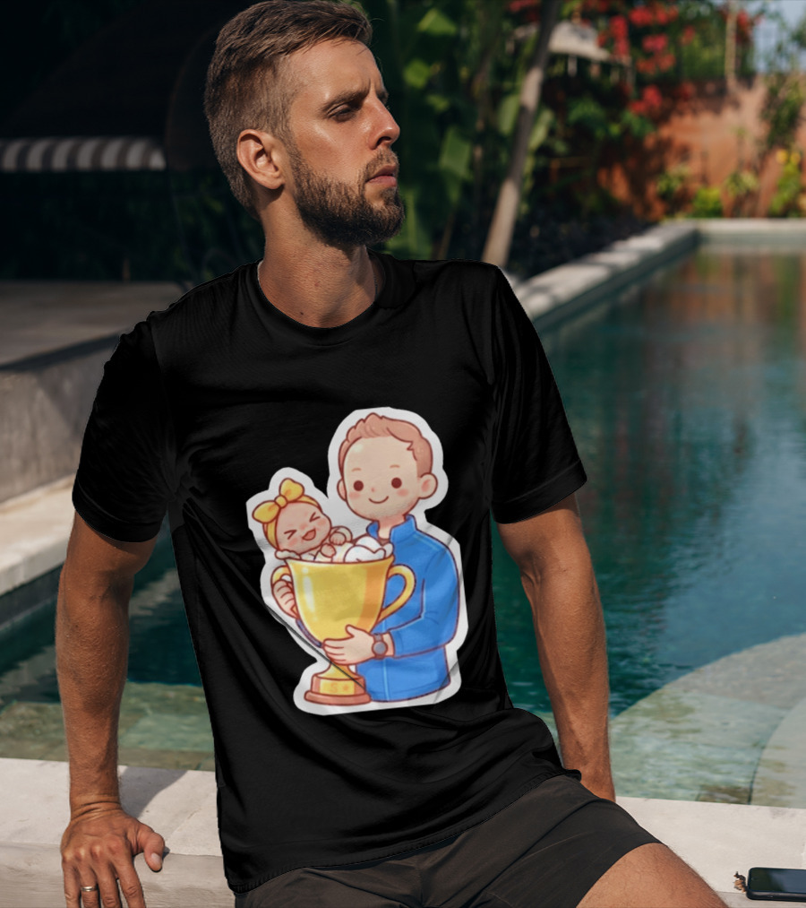 My Greatest Trophy Dad Holding Baby In Golden Cup T-Shirt