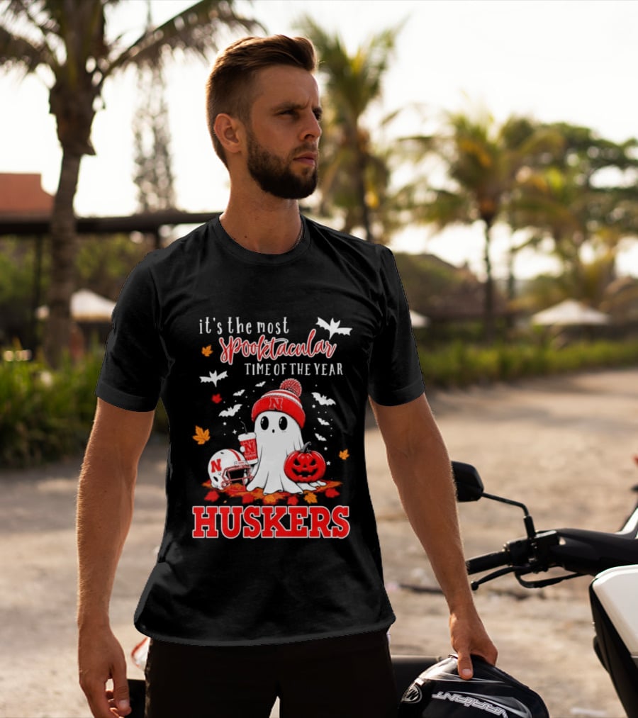 Nebraska Cornhuskers Spooktacular Halloween Ghost Huskers Football Time 2026 T-Shirt