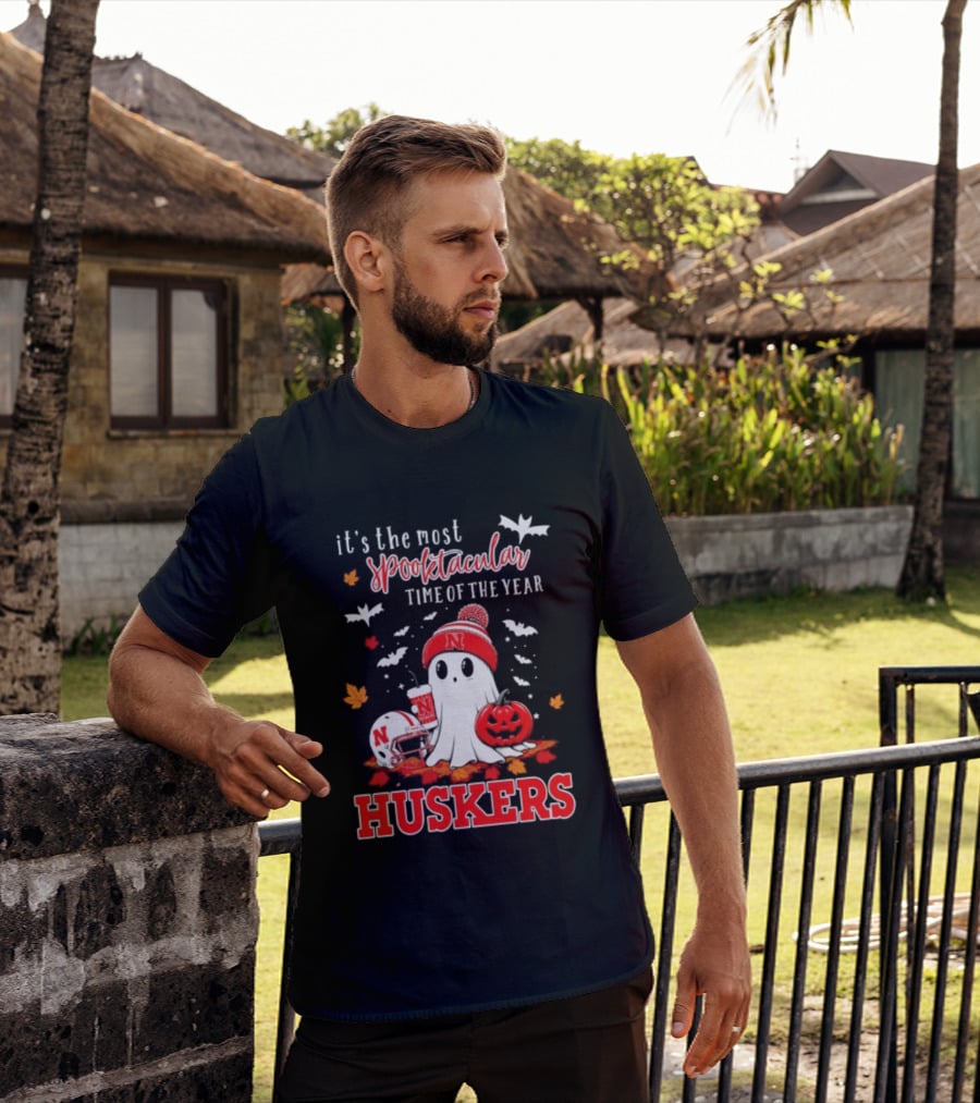 Nebraska Cornhuskers Spooktacular Halloween Ghost Huskers Football Time 2026 T-Shirt
