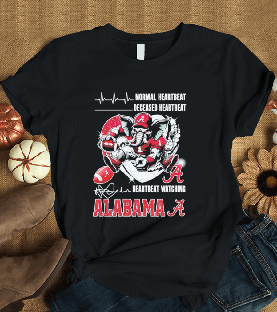 Alabama Crimson Tide Heartbeat Ing Football Fan Spirit T-Shirt