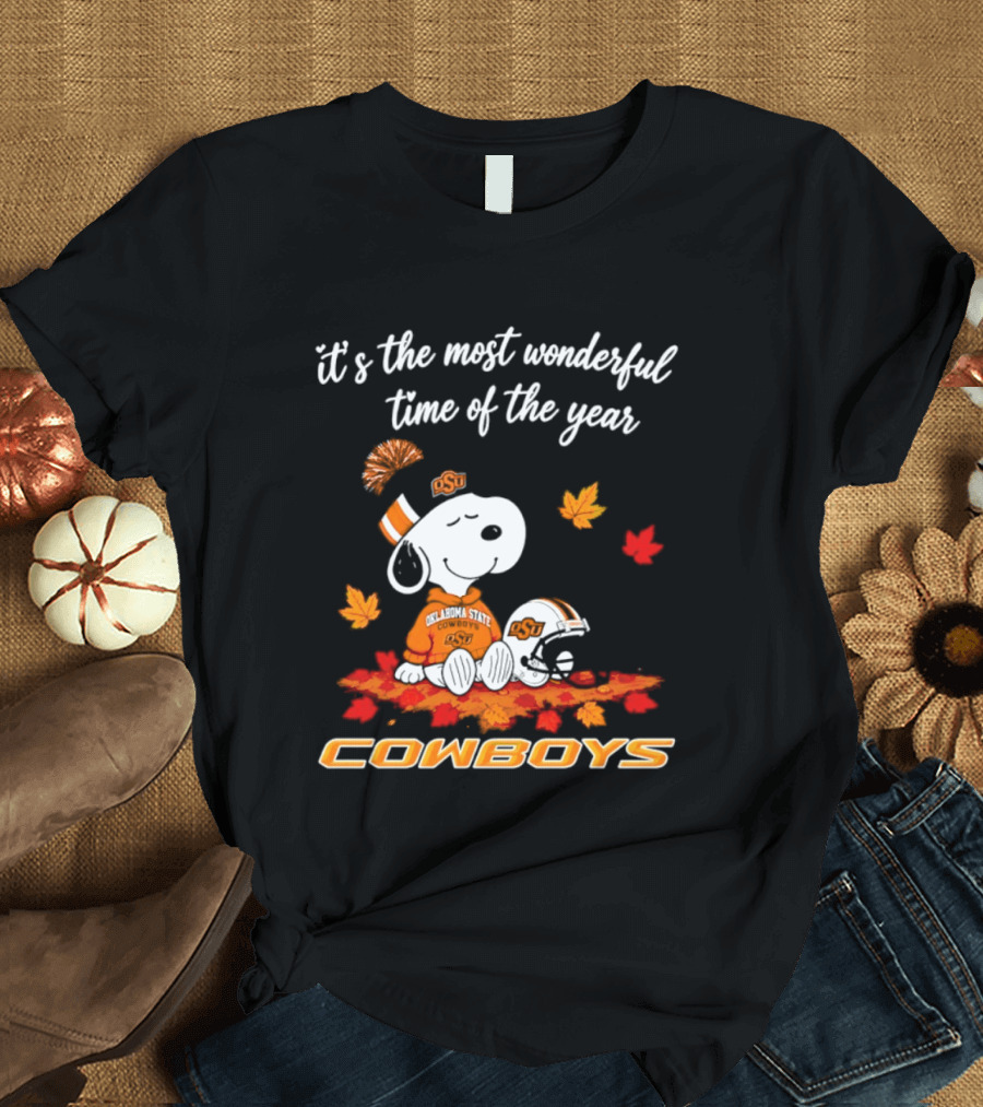 Snoopy Oklahoma State Cowboys It's The Most Wonderful Time Of The Year Halloween 2026 T-Shirt