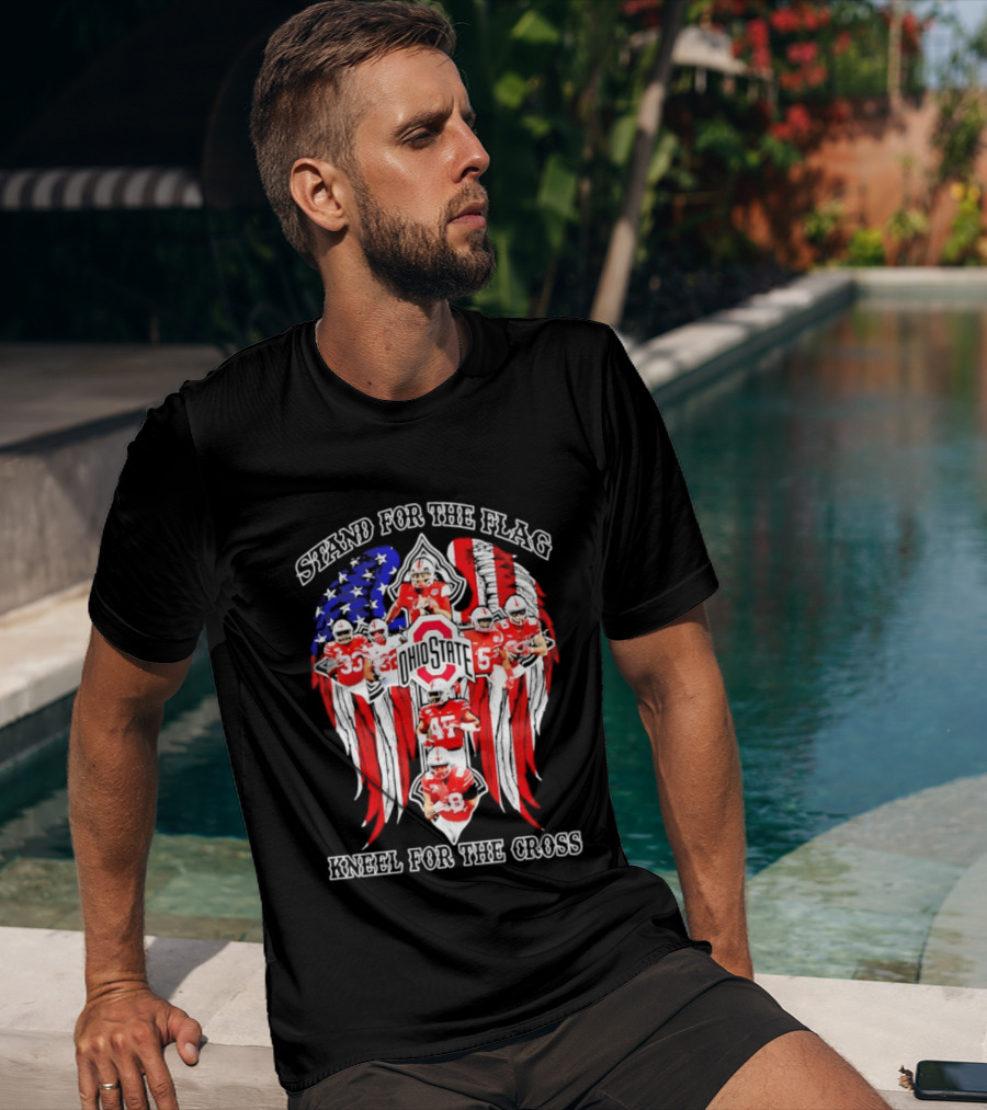 Stand For The Flag Kneel For The Cross Ohio State Buckeyes NCAA Football T-Shirt