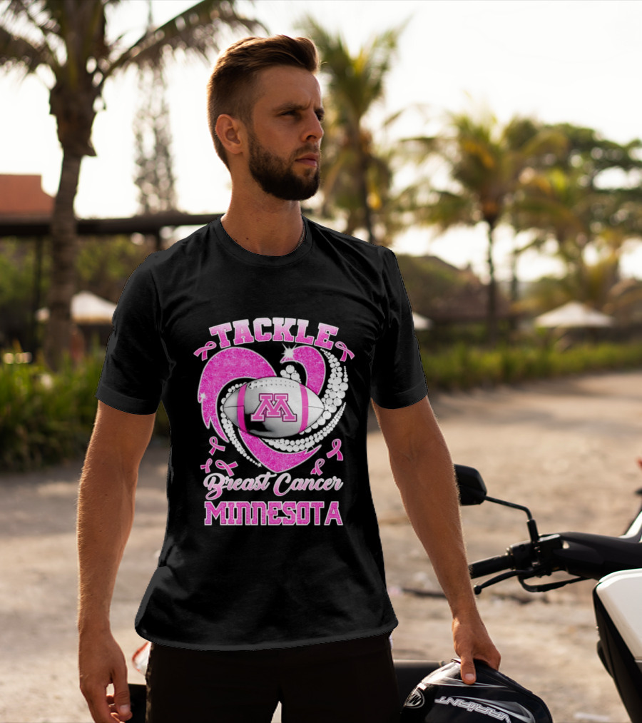 Pink Ribbon Tackle Breast Cancer Minnesota Football T-Shirt