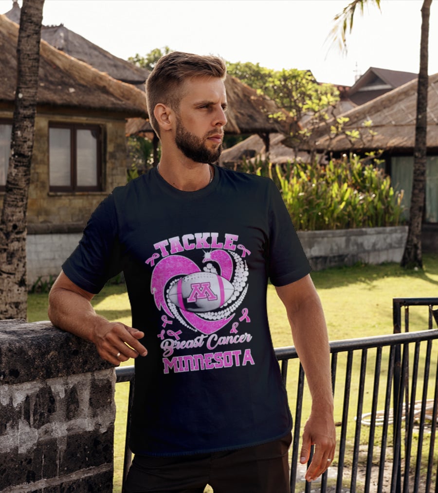 Pink Ribbon Tackle Breast Cancer Minnesota Football T-Shirt