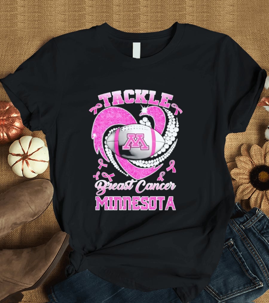 Pink Ribbon Tackle Breast Cancer Minnesota Football T-Shirt