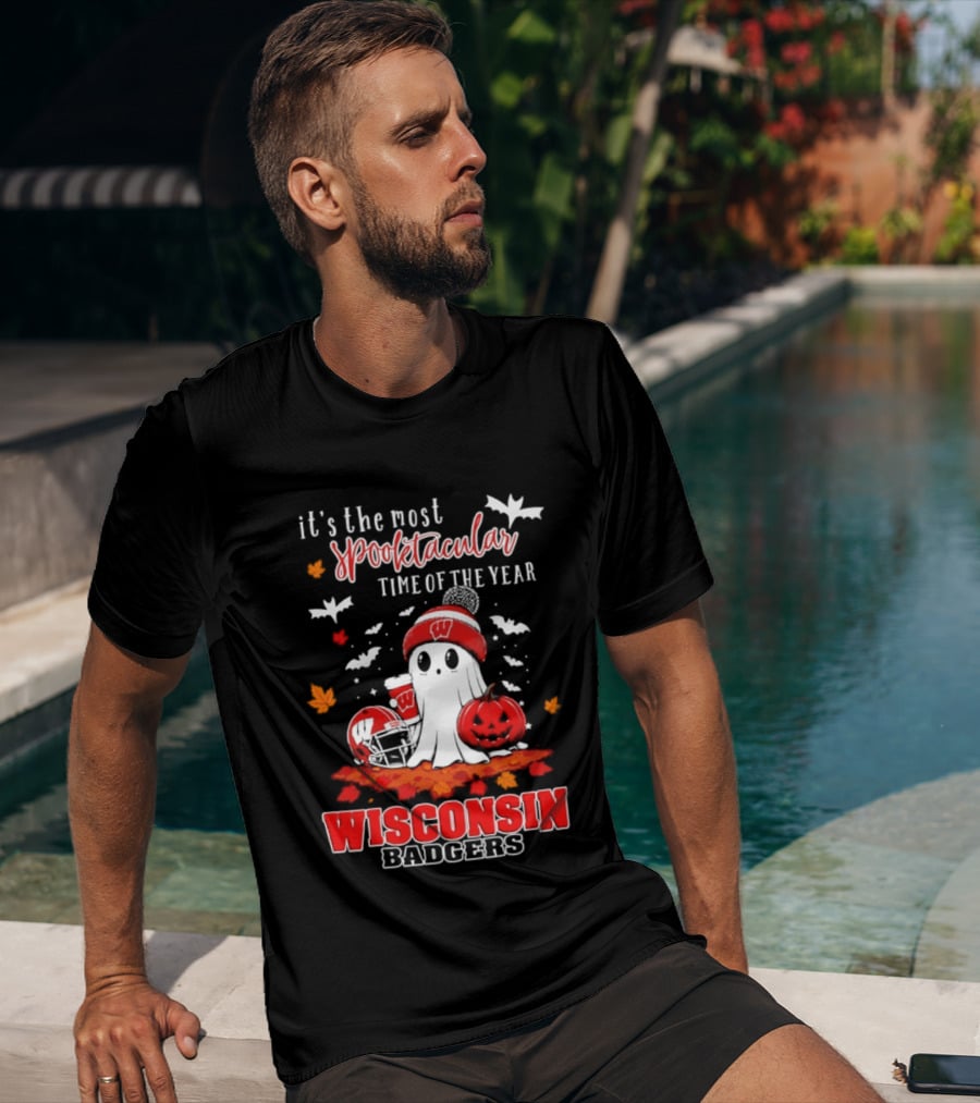 Wisconsin Badgers NCAA Halloween Ghost 2026 It's The Most Spooktacular Time Of The Year T-Shirt