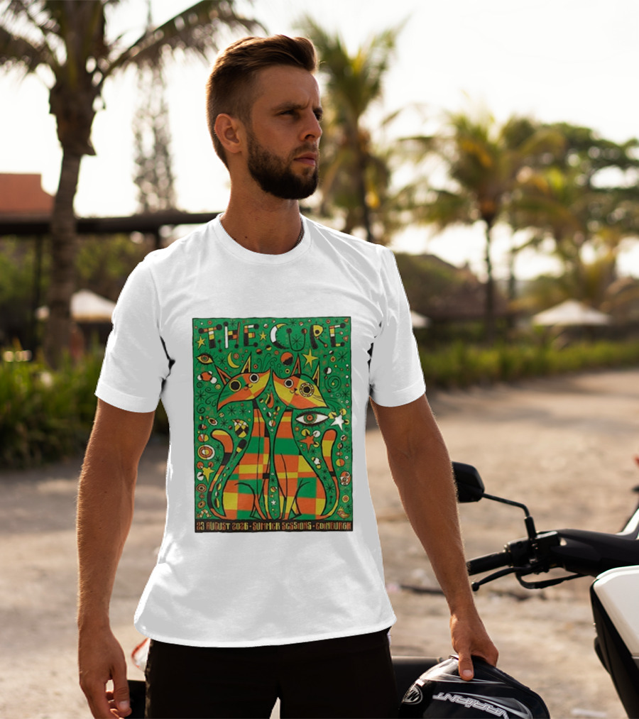 The Cure Summer Sessions Edinburgh August 2026 Two Cats Psychedelic T-Shirt