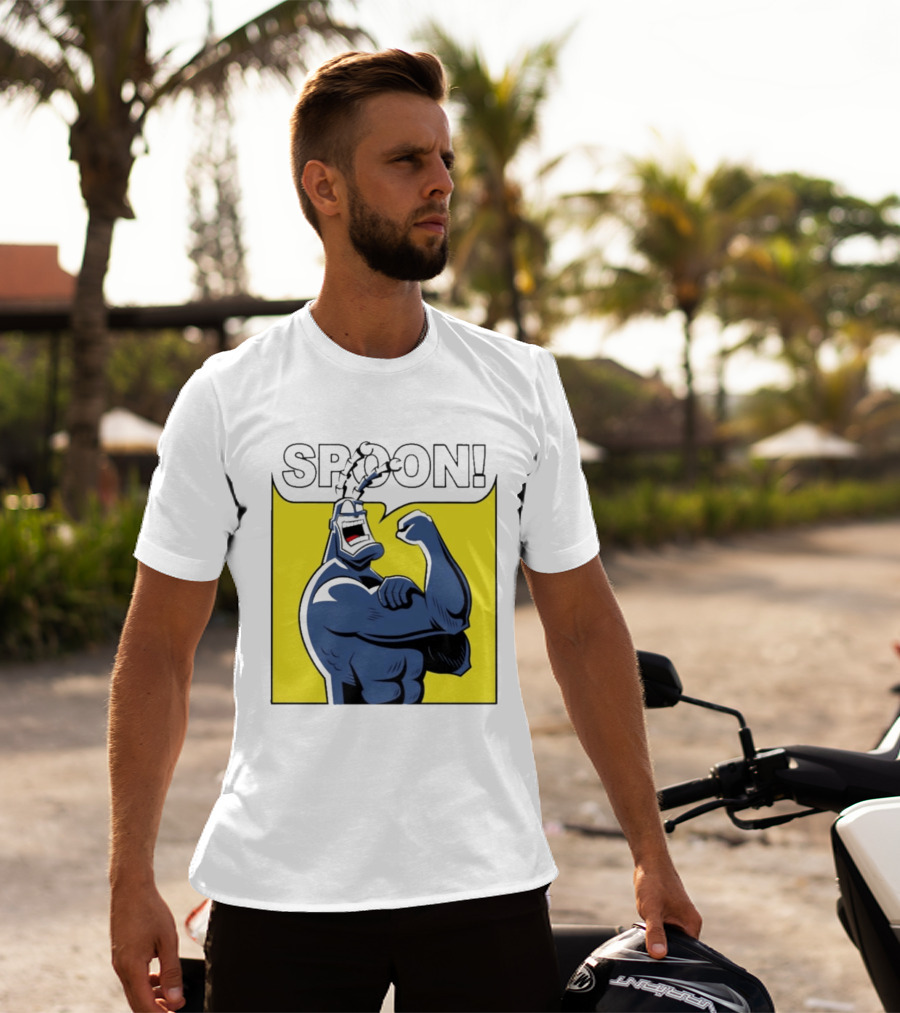 Spoon Mighty Hero Cartoon Catchphrase T-Shirt
