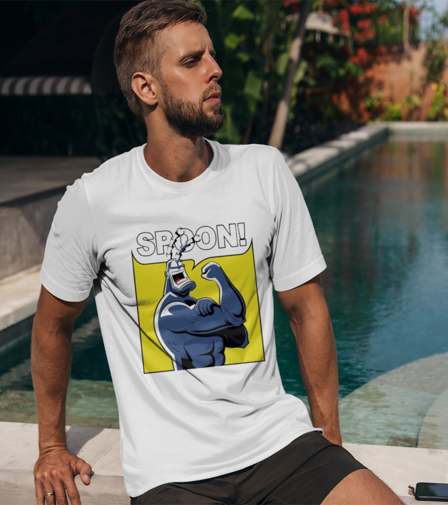 Spoon Mighty Hero Cartoon Catchphrase T-Shirt