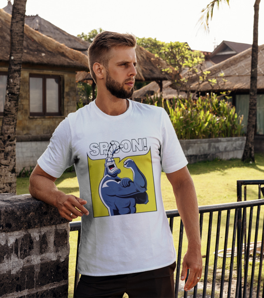 Spoon Mighty Hero Cartoon Catchphrase T-Shirt