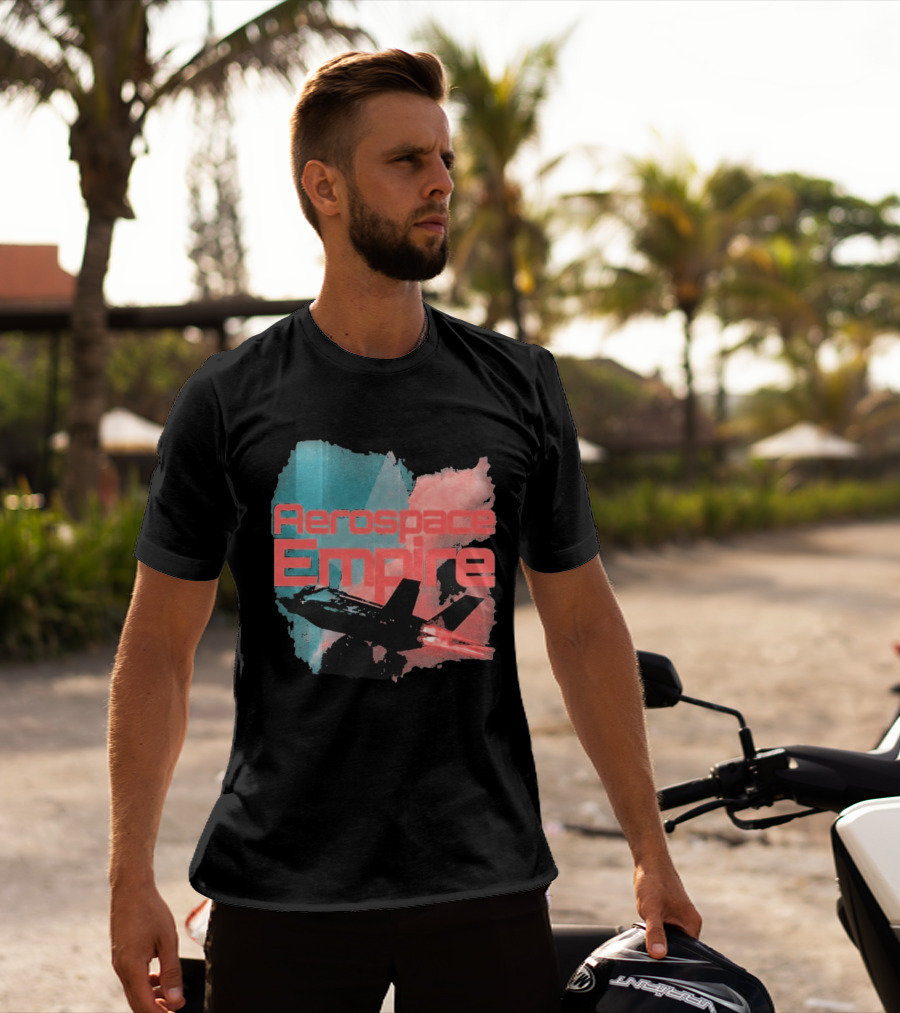 Aerospace Empire Futuristic Jet With Vapor Trails And Vibrant Color Palette T-Shirt