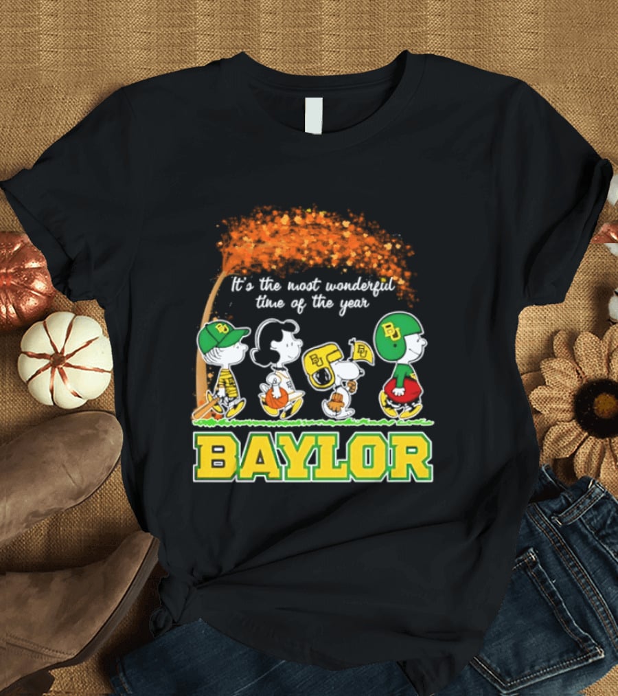 Baylor Bears Peanuts It's The Most Wonderful Time Of The Year Halloween 2026 Charlie Brown Snoopy Woodstock T-Shirt