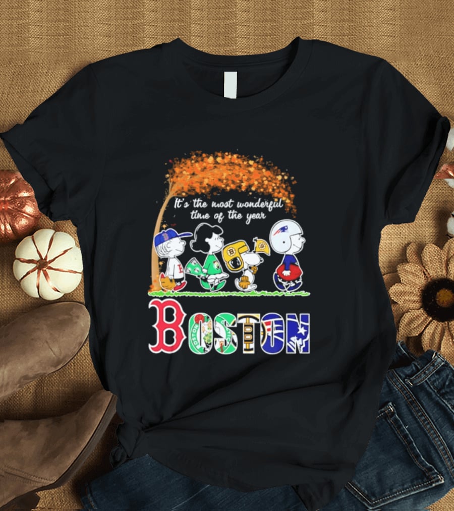 Boston Sports Team X Peanuts It's The Most Wonderful Time Of The Year Halloween 2026 Fall Autumn T-Shirt
