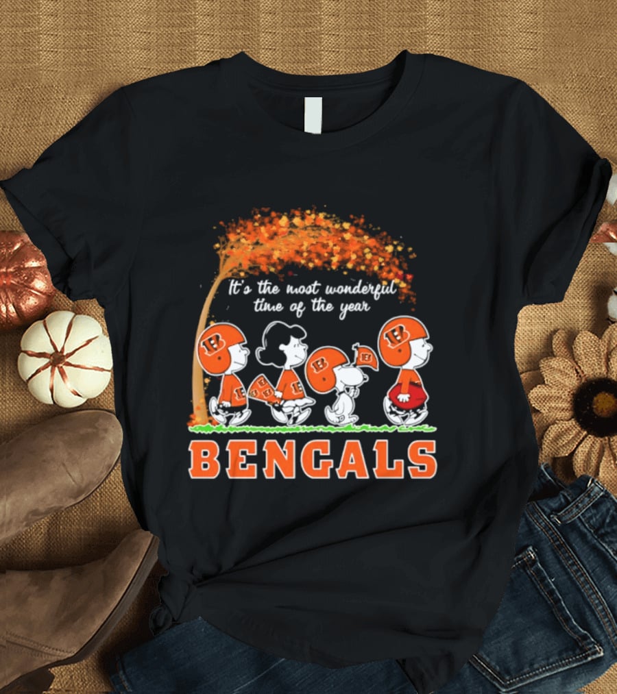 Cincinnati Bengals Peanuts It's The Most Wonderful Time Of The Year Halloween 2026 T-Shirt