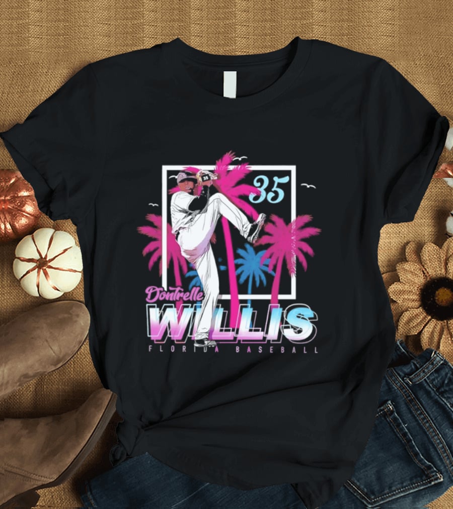 Dontrelle Willis 35 Florida Baseball Palm Trees T-Shirt