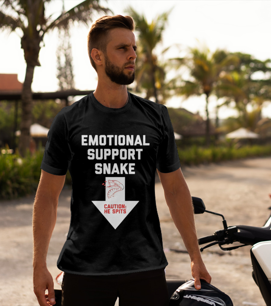 Emotional Support Snake Caution He Spits Warning Arrow T-Shirt