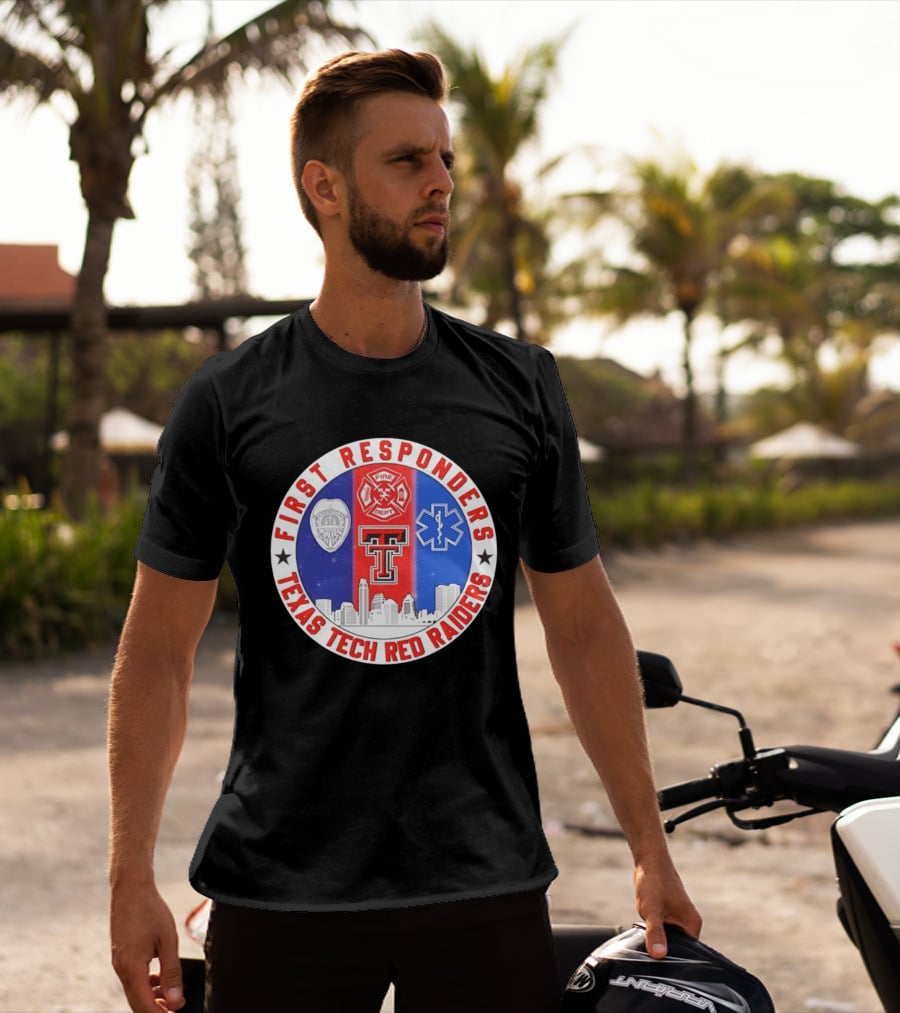 First Responders Texas Tech Red Raiders Fire Department Police EMS Skyline T-Shirt