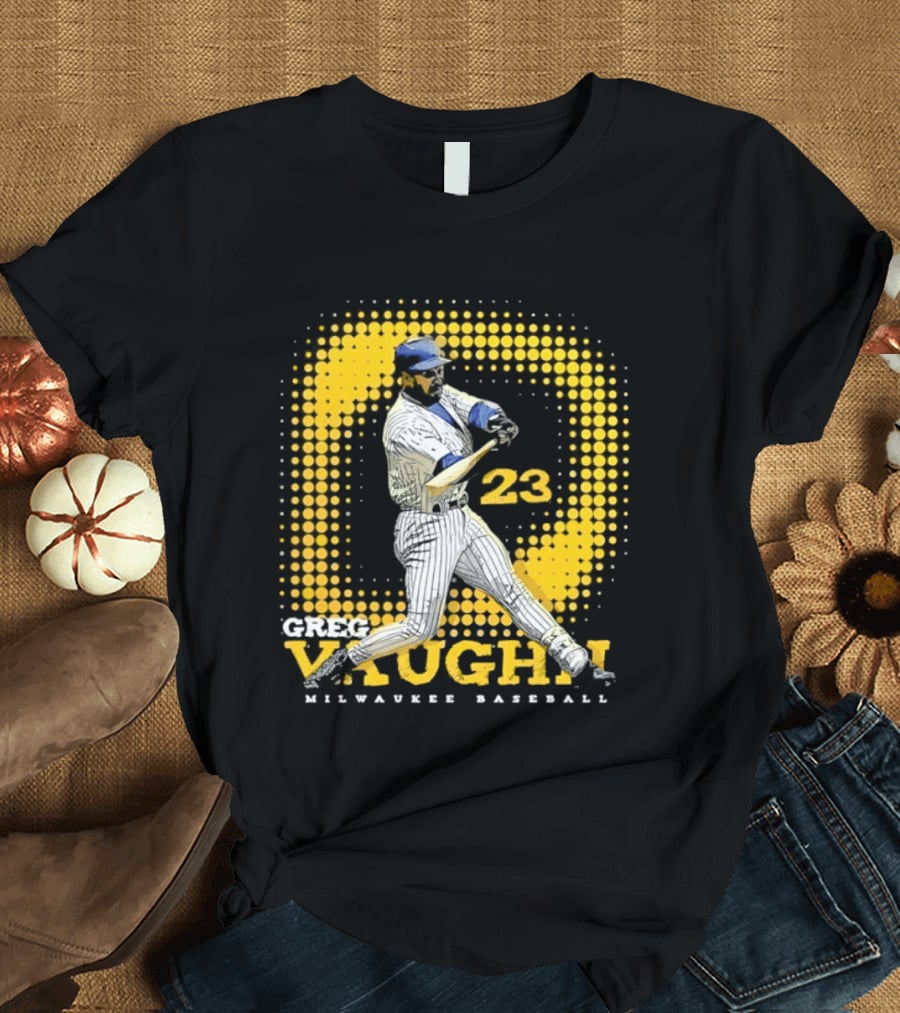 Greg Vaughn 23 Milwaukee Brewers Baseball Dots Player T-Shirt