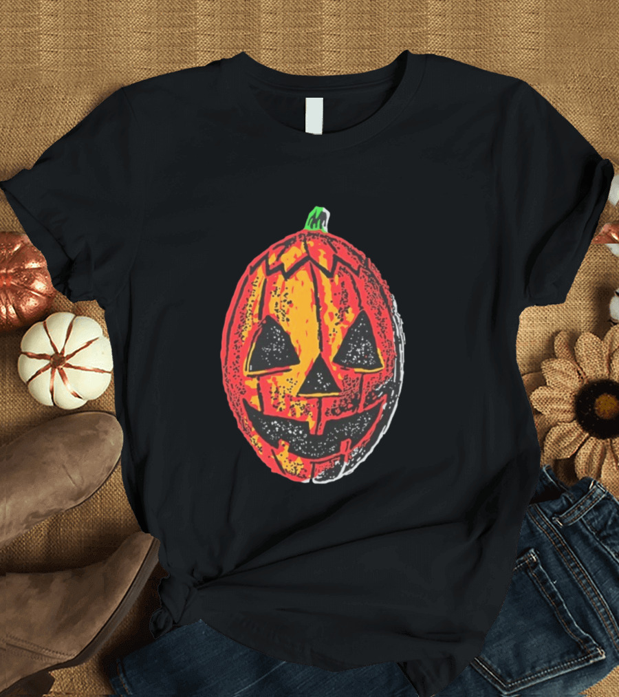 Halloween Trio Pumpkin Jack O' Lantern Black And Orange T-Shirt