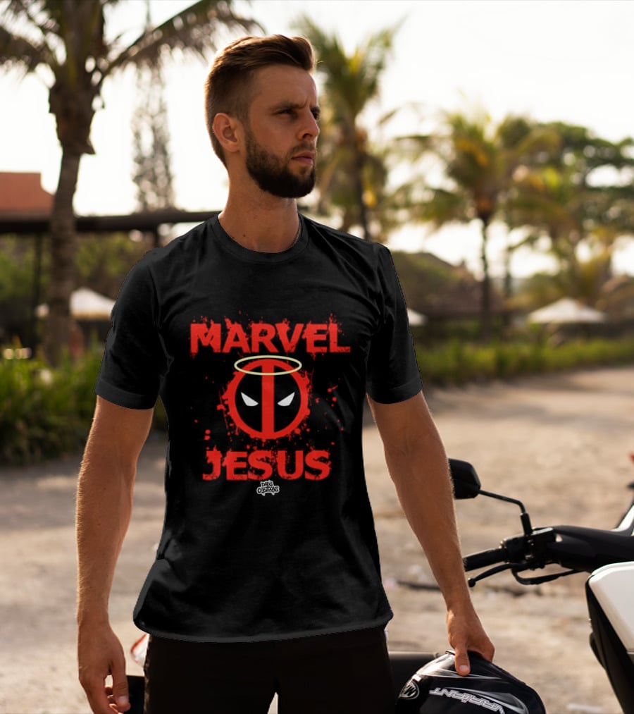 Marvel Deadpool Jesus Superhero Comic Book Halo T-Shirt