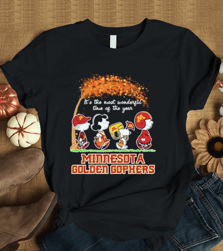 Minnesota Golden Gophers Peanuts It's The Most Wonderful Time Of The Year Halloween 2026 T-Shirt